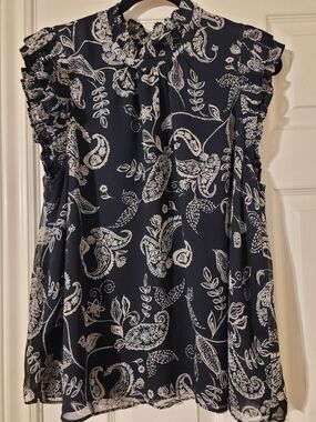 Navy and White Cap Sleeve Blouse